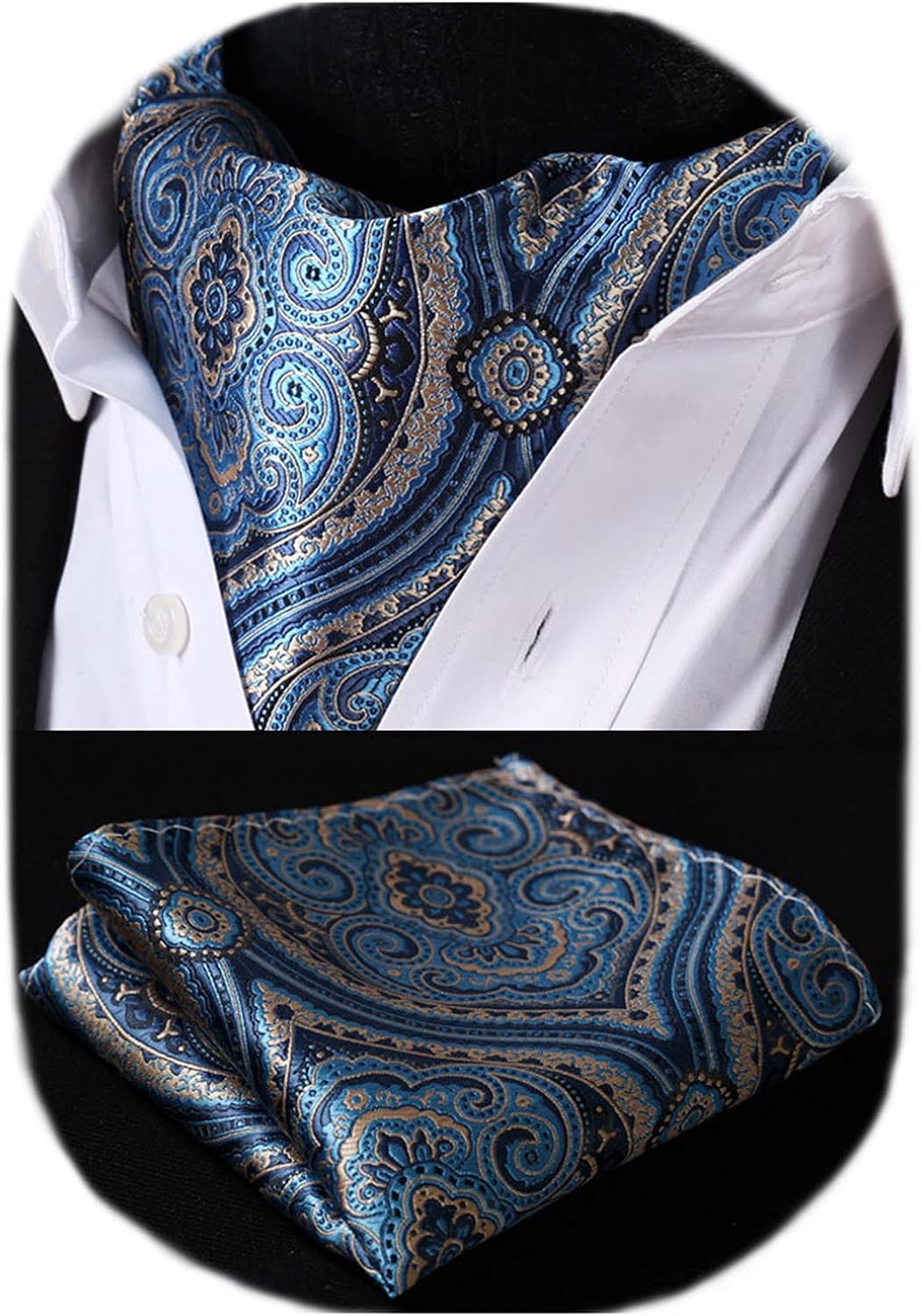 HISDERN Krawattenschal Herren Paisley Halstuch Ascot-Krawatte Seide ...